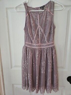 Lily Rose Mauve Lace Overlay Party Dress